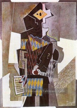  arlequin - Arlequin a la guitare Si tu veux 1918 cubisme Pablo Picasso